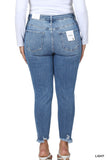Plus High Rise Raw Hem Ankle Skinny