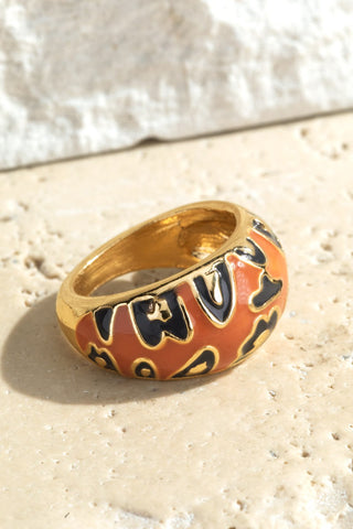 Rust Colored Leopard Print Ring