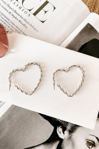 Silver Chain Heart Earrings - In Store