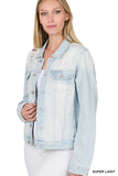Distressed Denim Jacket / Light or Medium Wash