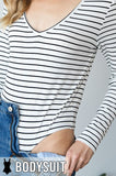 Black or White Striped Bodysuit - In Store