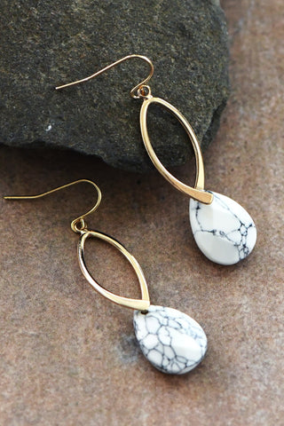 Natural White Turquoise Boho Drop Earrings - In Store